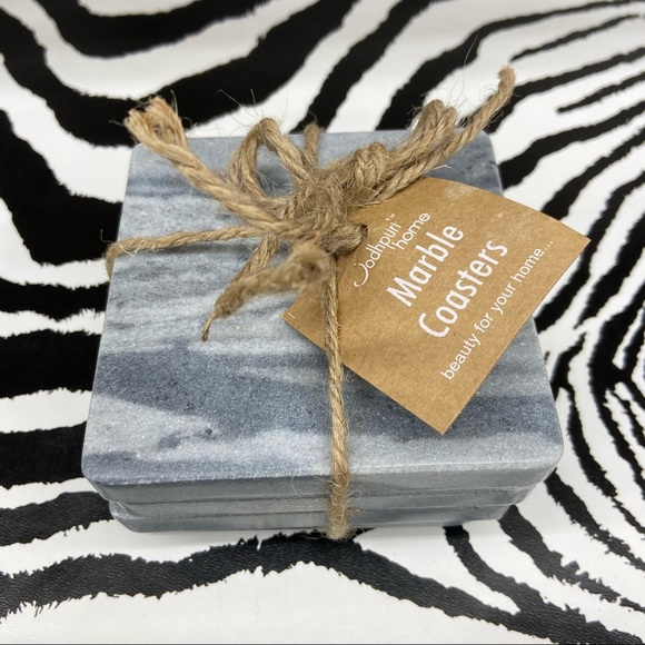 Genuine Marble Coasters Set of 4 Holiday Table Decor - Picture 3 of 14